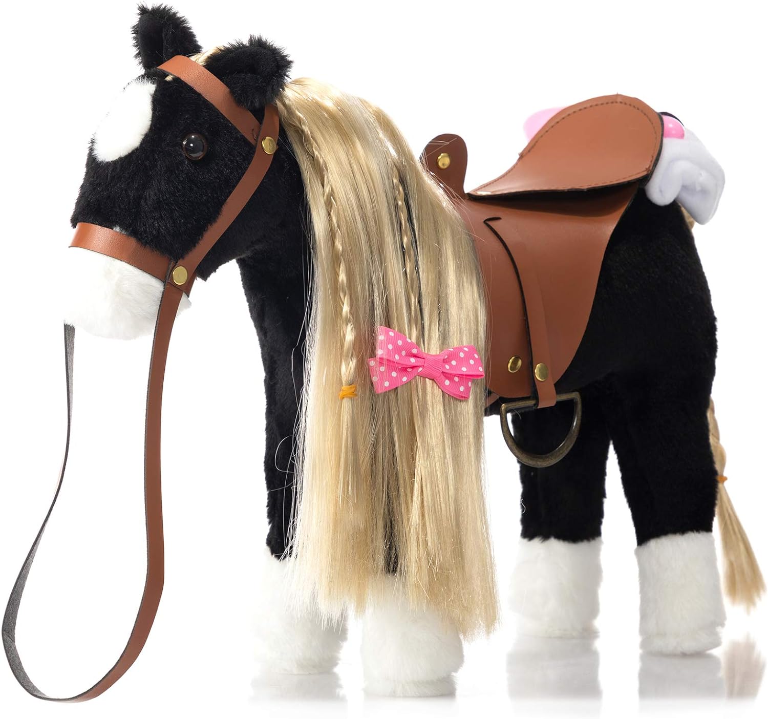 HollyHOME Stuffed Animal Horse Pretty Plush Toy Pretend Play Horse 11 inches Black