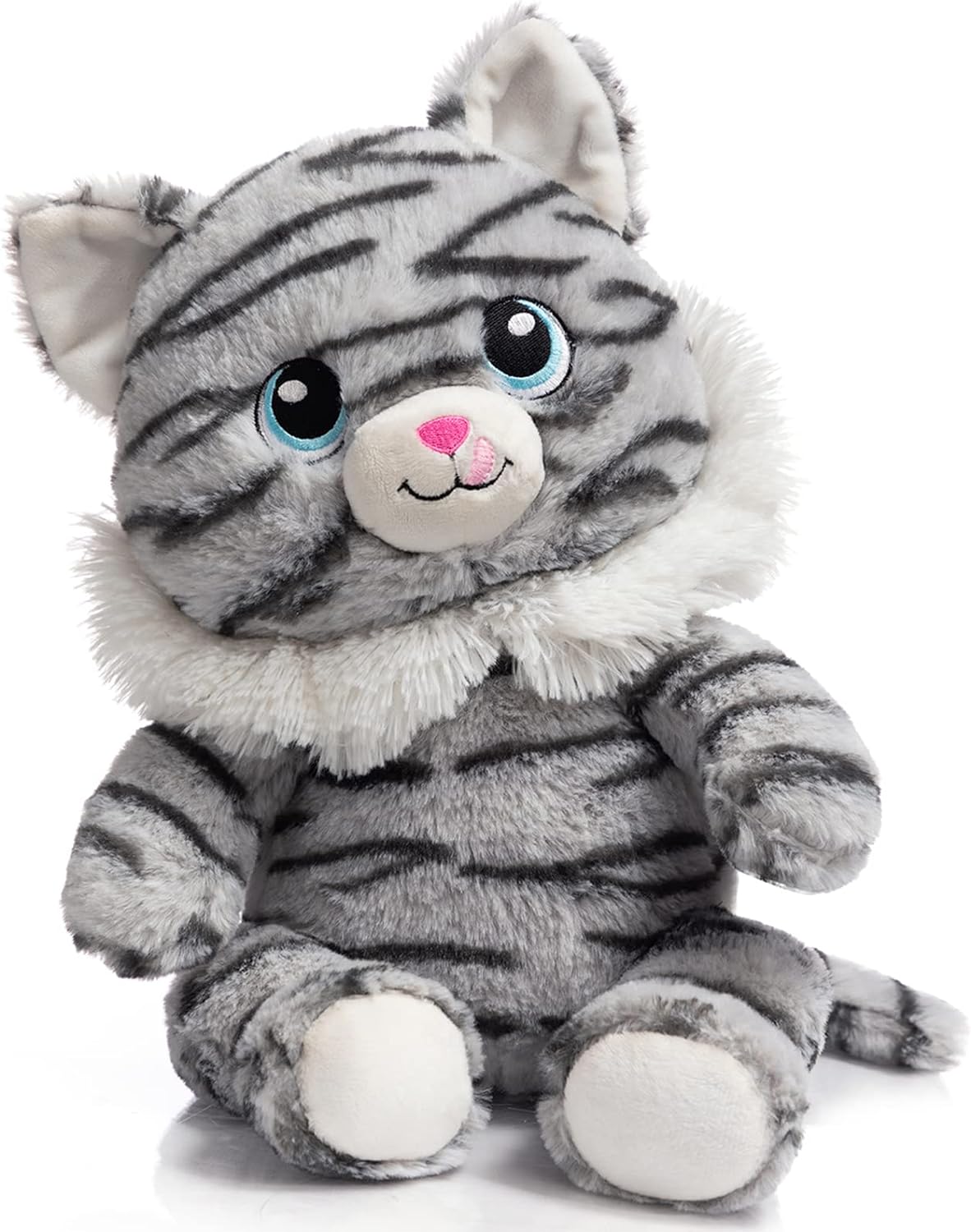 HollyHOME Gray Striped Cat Stuffed Animal American Shorthair Cute Kitten Plush Toy Gift for Kids 11 inch