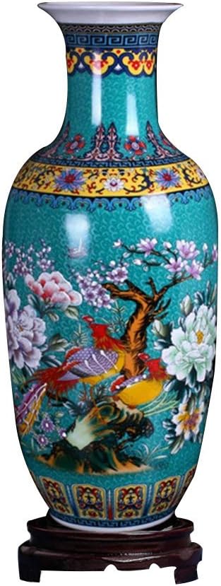 ufengke Jingdezhen Large Ceramic Floor Vase,Flower Vase Handmade Home Decorative Vase,Height 18.11(46cm),Blue