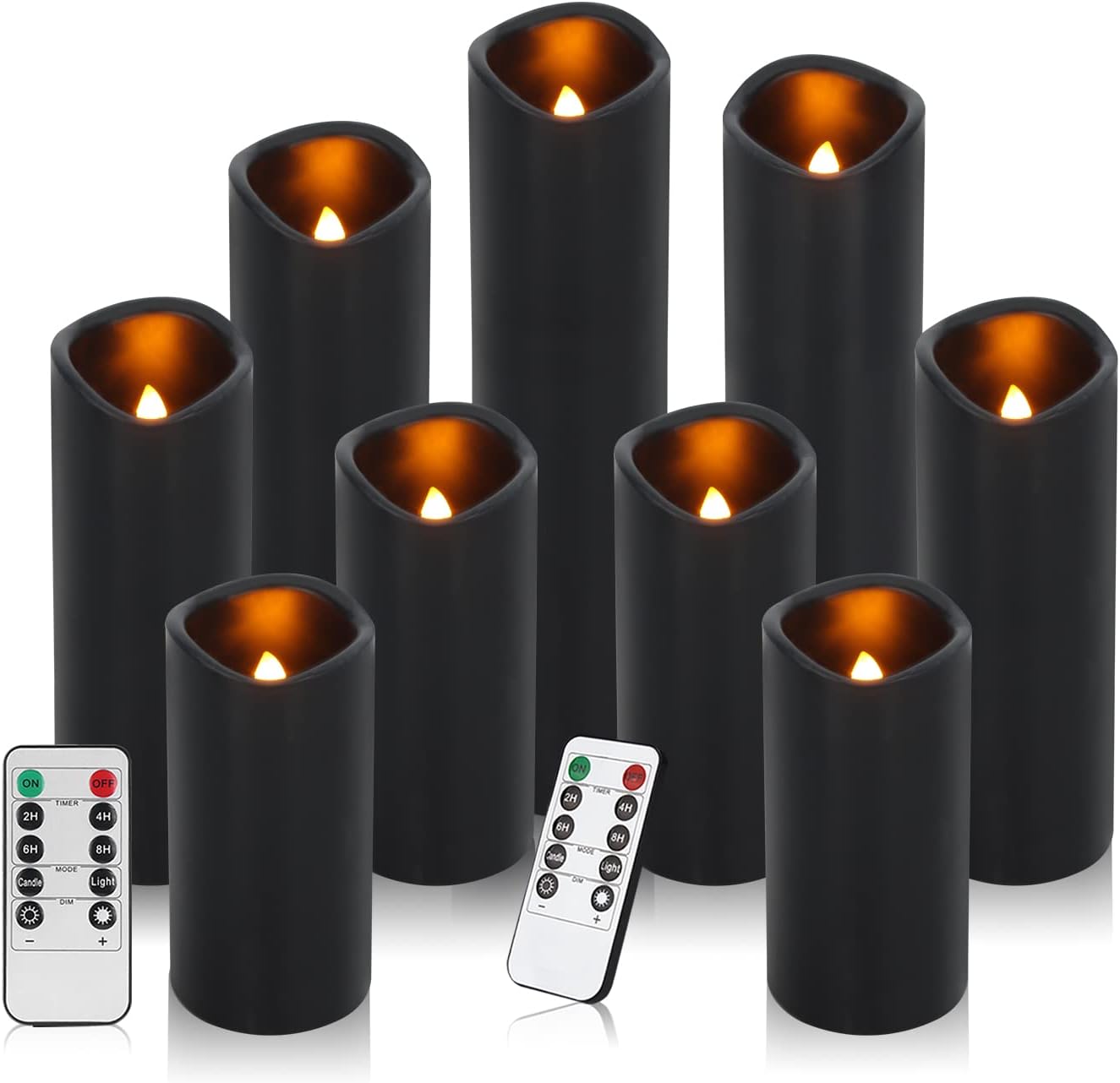 antizer Flameless Candles Led Candles Pack of 9  Black Real Wax Battery Candles with Remote Timer