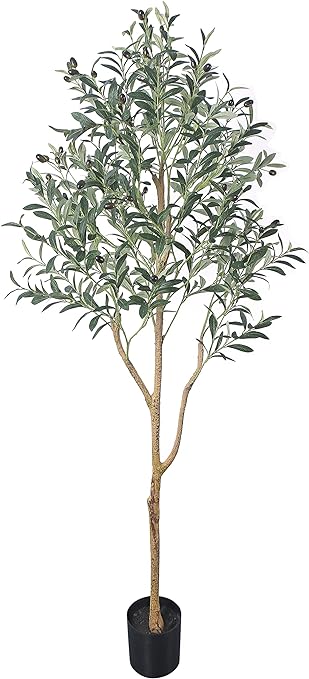 Phimos Artificial Olive Tree Tall Fake Potted Olive Silk Tree with Planter Large Faux Olive Branches and Fruits Artificial Tree for Modern Home Office Living Room Floor Decor Indoor (5.24FT)