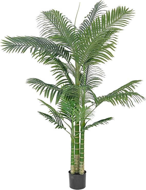 Phimos Golden Cane Palm Silk Tree,Fake Plants Tall for Living Room Decor,Faux Tree for Modern Home Office Decor Indoor Outdoor (6FT)