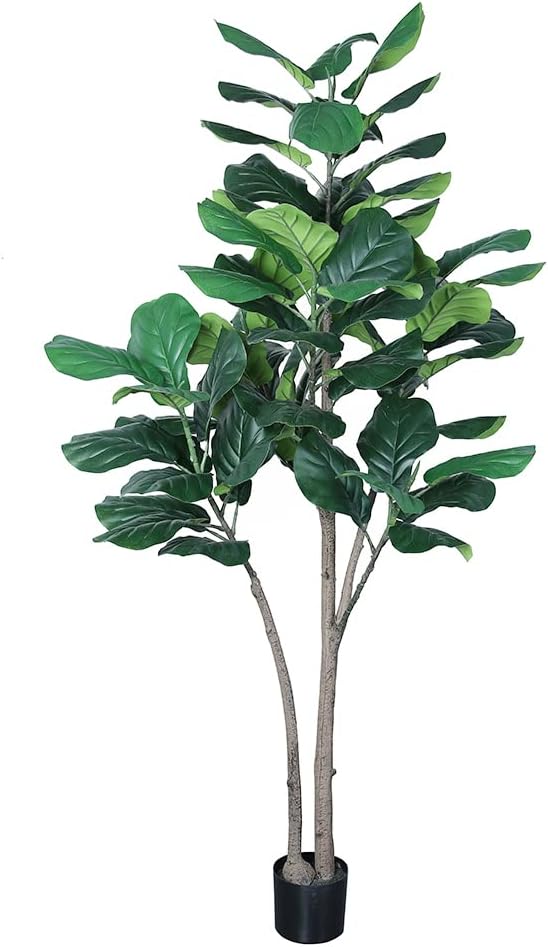 Phimos 5ft.Artificial Fiddle Leaf Fig Tree (60in) Tall Fake Tree for Home Office Living Room Floor Decor Indoor