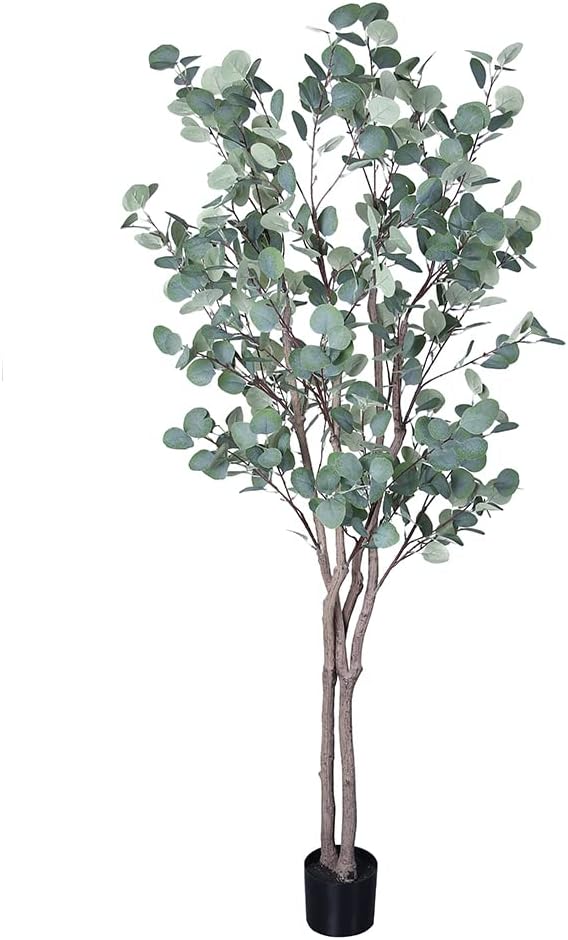 Phimos 6ft.Artificial Eucalyptus Tree (72in) Tall Fake Tree for Home Office Living Room Floor Decor Indoor