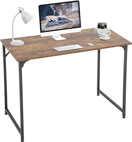 FDW Computer Desk Home Office Desk Gaming Desk Corner Writing Black Large 47L x 23W Student Art Modren Simple Style PC Wood and Metal Desk Workstation for Small SpaceVintage