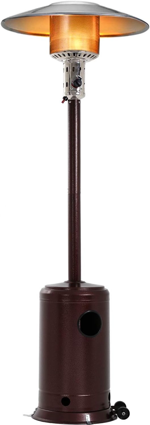 FDW Outdoor Patio Heater Tall Standing Hammered Finish Garden Outdoor Heater Propane Standing LP 41,000BTU CSA Certified Gas Steel w/Accessories, Bronze