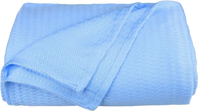 Blue Bamboo Cooling Blanket for Hot Sleepers Lightweight Cool Summer Blankets King Size Soft Cold Large Thin Knit Throw Blankets for Hot Flashes Keep Adults Cool and Warm, Blanket Sheet for Bed