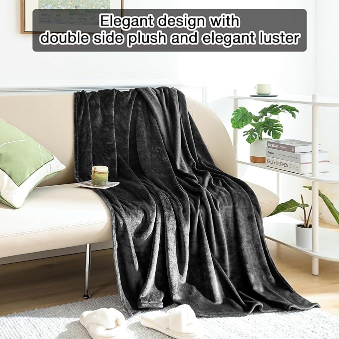 Lightweight Fleece Throw Blanket for Couch Soft Luxury Warm Blanket for Bed Couch Sofa Black Blanket, 50x60 Throw Blankets