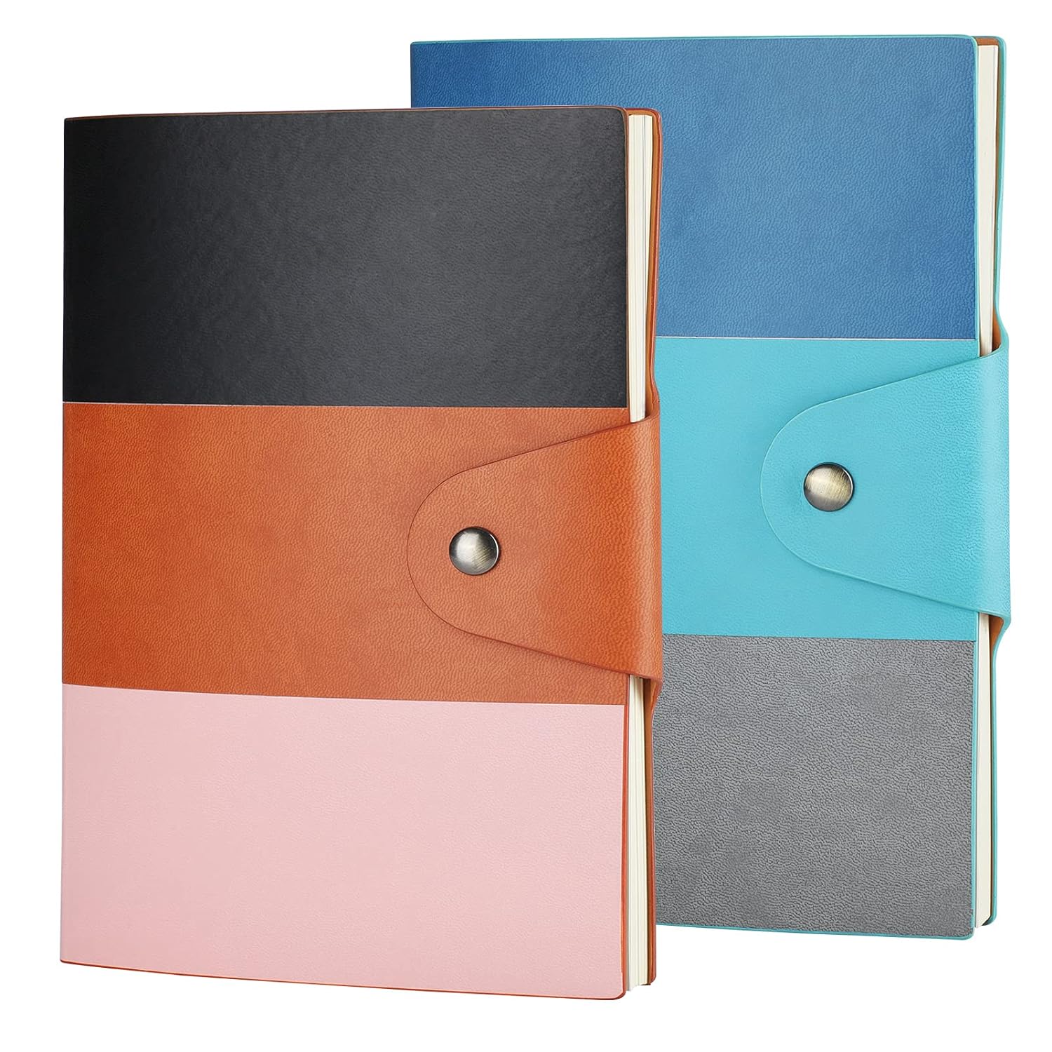 ZEEYUAN A5 Lined Journal Set/Leather Notebook Planner Travel Journal for Girls Women Mens, A5 Ruled Notebook for Writing- 70 Sheets- 2 Pack, Total 140 Sheets/280 Pages