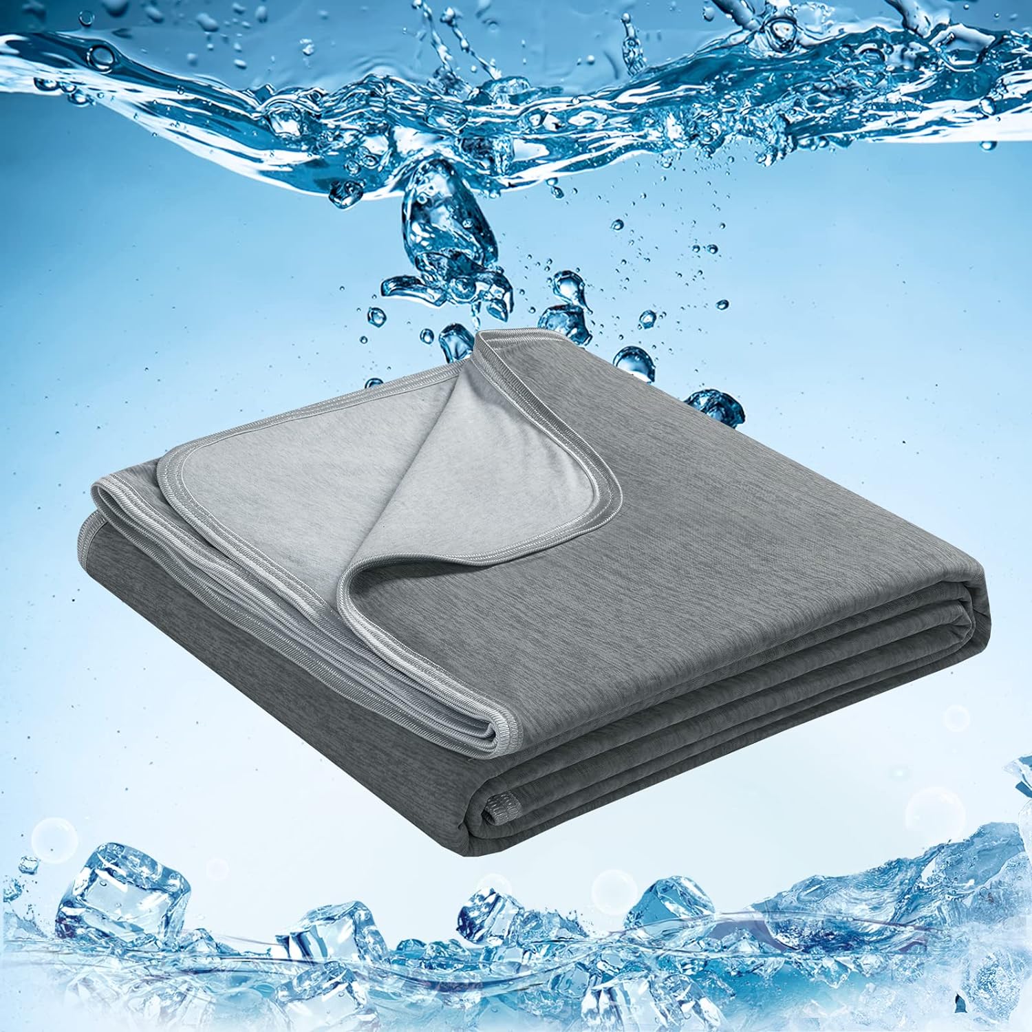 EASELAND Cooling Blanket for Hot Sleepers Twin Size,Summer Cool for Night Sweats Hot Flashes,Reversible Lightweight Breathable Double Sided Thin Cotton Blankets for Bed Sofa,Q-MAX>0.4,Grey,59x79