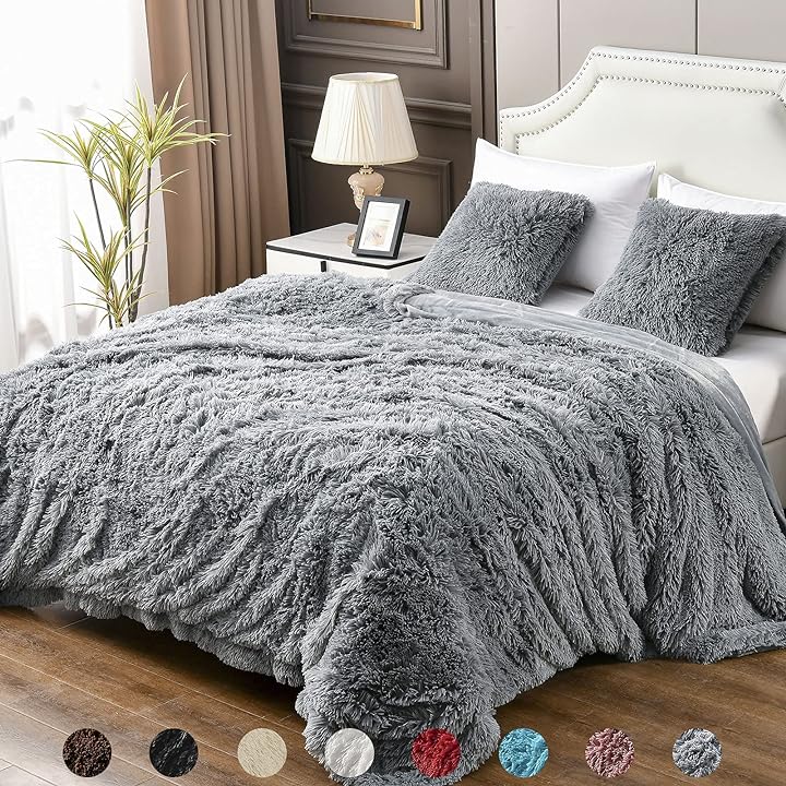 YUSOKI Twin Size Faux Fur Throw Blanket(Grey,60 x 80),Whithout Pillows,Winter Lightweight Plush Fuzzy Soft Cozy Microfiber Comfy Bed Blanket for Women Kids Girls Couch Sofa Washable