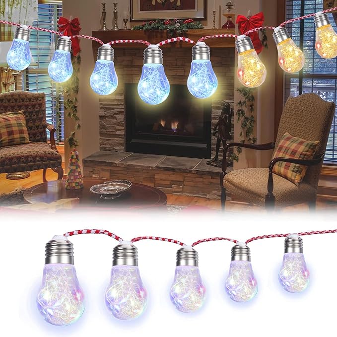 Vigdur Color Changing String Lights - Led Rope Hemp Decorative String Lights Plug in with Color Mode, Shatterproof Christmas String Lights for Xmas Party Caf Bistro Holiday Decoration, 10FT