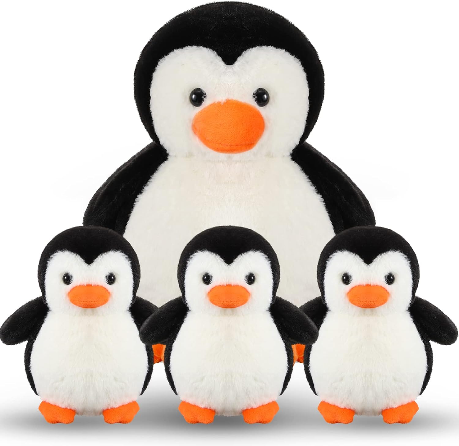 Zubebe 4 Pcs Penguin Stuffed Animal Set Cute Stuffed Animal Peguin Family Plush Toy Soft Cute Cuddly Toys for Kids Birthday Gifts, Boys and Girls Christmas Decor