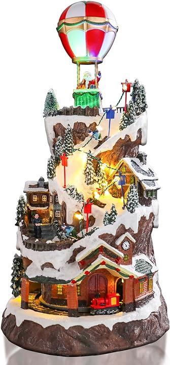 Vigdur 20 Christmas Village Houses - Musical Christmas Snow Village with Colorful Lights & 8 Xmas Music, Animated Christmas Decoration for Xmas Indoor Table Decor Display Gift