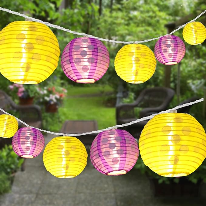 Vigdur Multicolor Lantern String Lights - 9.84FT Colorful Nylon Hanging Lanterns Lights Plug in Decorative Lights Connectable for Indoor Outdoor Patio Party Wedding Bedroom Bistro