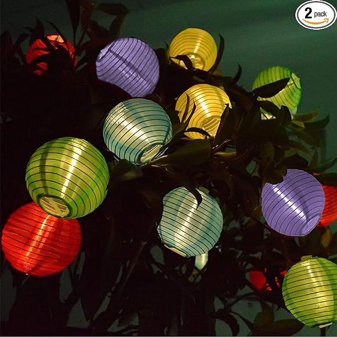 Vigdur Solar - Lantern String Lights Waterproof Outdoor Indoor Decorative-String Lights Multicolor for Patio Garden Wedding Party Camping Bedroom Decor