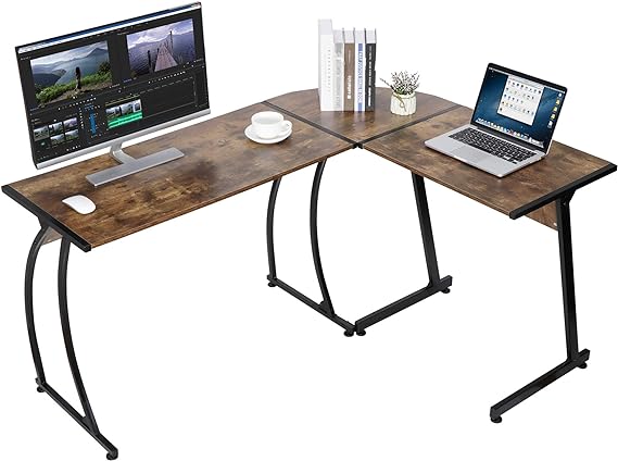 ZENY 58' L-Shaped Gaming Desk Computer Corner Desk Reversible Table Home Office Desk PC Workstation Study Writing Desk Wood & Steel