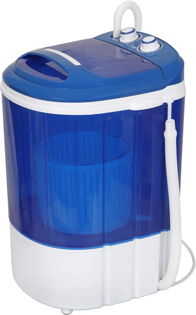 ZENY Portable Mini Washing Machine 5.7 lbs Washing Capacity Semi-Automatic Compact Washer Spinner Small Cloth Washer Laundry Appliances for Apartment, RV, Camping, Single Translucent Tub Blue