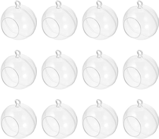 Xmas Fillable Hanging Balls Acrylic Clear Balls Christmas Ornament Balls for Christmas Tree Decoration DIY Home Party(8X8cm)