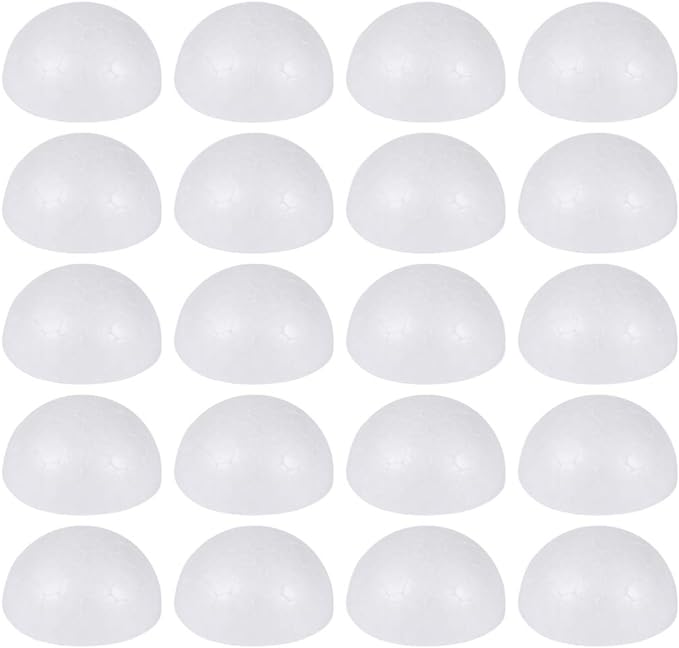 EXCEART 100 Pcs 4 cm Half Foam Balls Christmas Foam Balls Semicircle Foam Ball for DIY Ornaments, Wedding Decor, Science Modeling, School Projects(White)