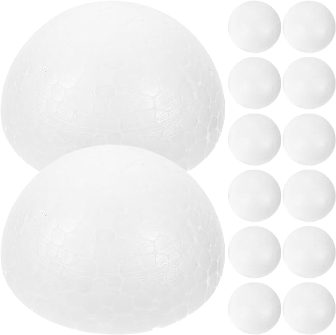 HEALLILY Foam Balls, 50Pcs 7cm Half Foam Balls, Christmas Craft Foam Balls Semicircle Foam Ball for DIY Craft Christmas Ornaments, Wedding Decor, Science Modeling, School Projects(White)