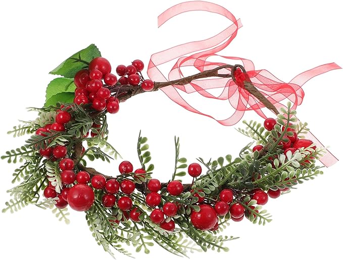 FOMIYES Christmas Red Berry Flower Crown Wreath Simulated Berry Flower Headband Wedding Bridal Garland Women Floral Headband Hair Decor Photo Prop (Red)