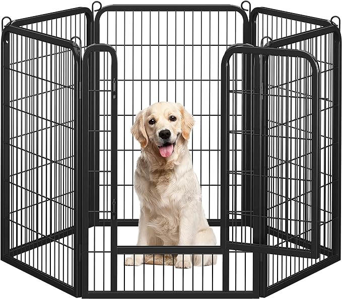 Yaheetech Dog Playpen Outdoor, 6 Panel Dog Fence 40 Indoor Pet Pen for Large/Medium/Small Dogs Heavy Duty Pet Exercise Pen for Puppy/Rabbit/Small Animals Portable Playpen for RV Camping Garden Yard