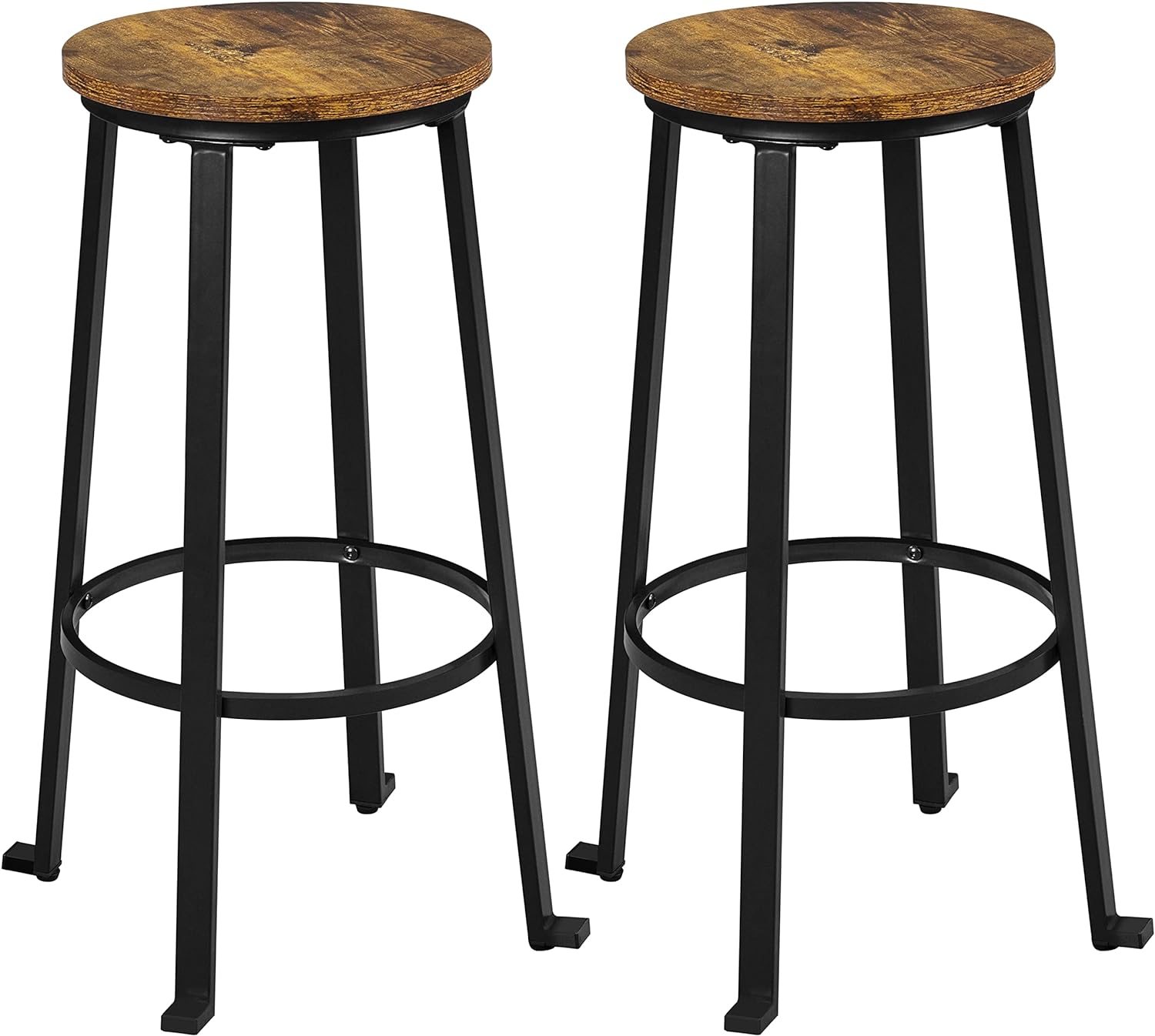 Yaheetech 29.5 inch Bar Stools Set of 2 Bar Height Stools Industrial Tall Bar Chair Round Backless Counter Stools with Metal Legs for Dining Room/Living Room/Kitchen Counter Rustic Brown