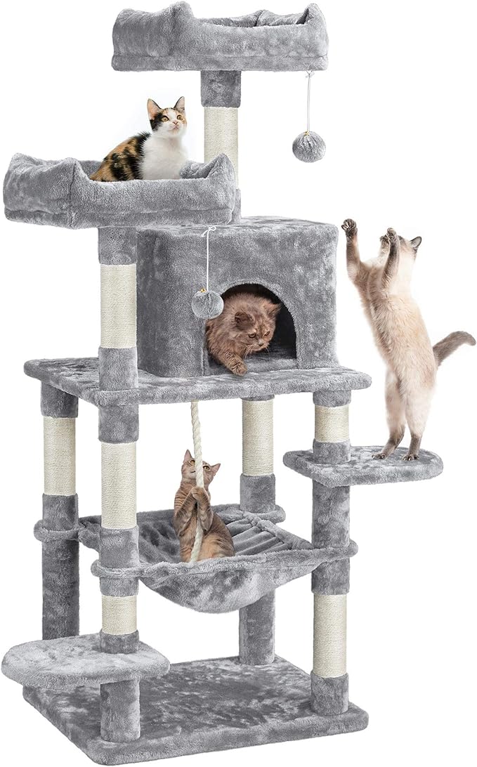 Yaheetech 59 inches Multi-Level Cat Tree Tower Condo with Scratching Posts, Cat Stand House Furniture Activity Tower for Kitten, Cat, Pet