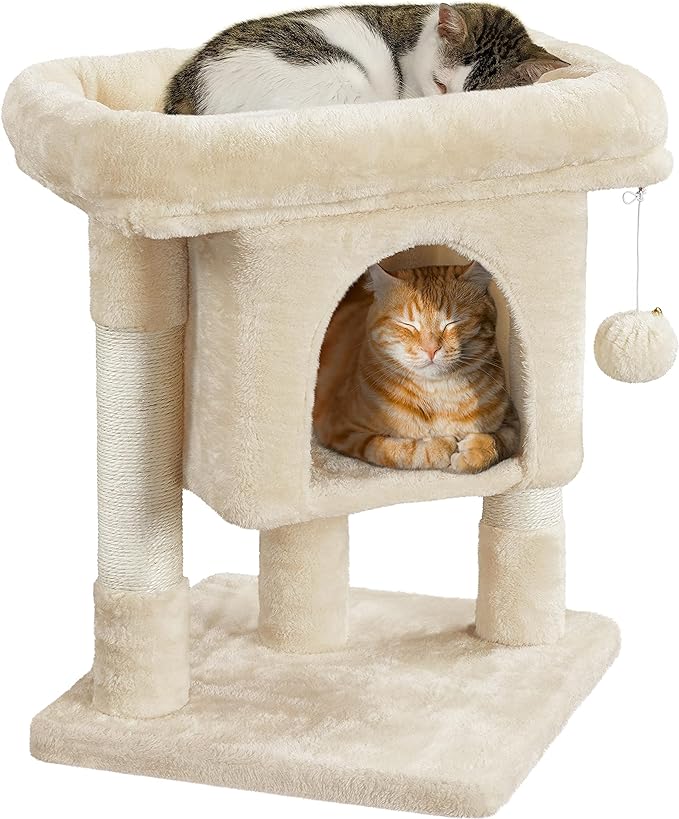 Yaheetech 23.5in Cat Tree Tower, Cat Condo with Sisal-Covered Scratching Posts, Cat House Activity Center Furniture for Kittens, Cats and Pets - Beige