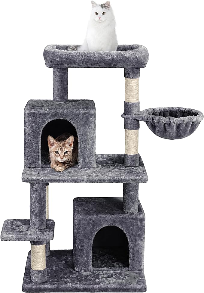 Yaheetech Multilevel Cat Tree Cat Tower Cat Trees for Indoor Cats with Condos, Scratching Posts, Plush Perches, Basket, Cat Furniture for Cats and Kittens