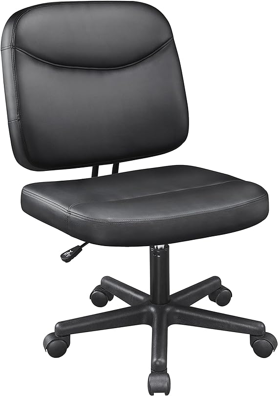 Yaheetech Armless Office Chair Ergonomic Desk Chair Low Back PU Leather Adjustable Swivel Chair Computer Task Chair, Black