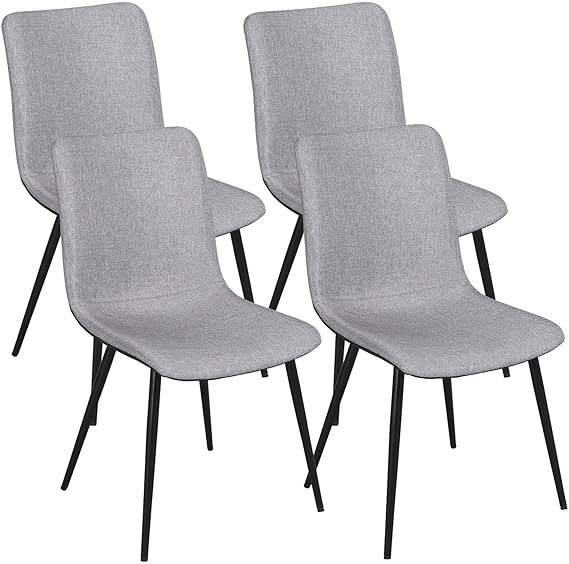 Yaheetech Dining Chairs Kitchen Chair Mid Century Modern Living Room Chairs Upholstered Side Chairs with Metal Legs Gray, 1 Package of 4pcs