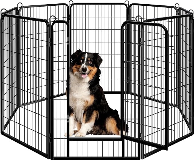 Yaheetech Dog Playpen Outdoor, 8 Panel Dog Fence 47 Indoor Pet Pen for Large/Medium/Small Dogs Heavy Duty Pet Exercise Pen for Puppy/Rabbit/Small Animals Portable Playpen for RV Camping Garden Yard