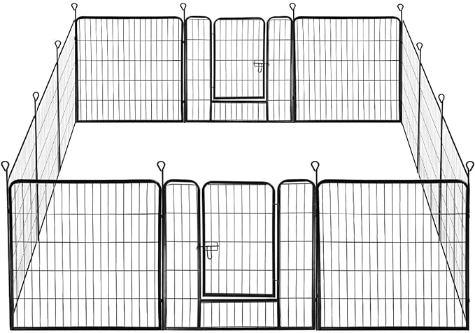 Yaheetech Heavy Duty Extra Wide Dog Playpen, 12 Panels Outdoor Pet Fence for Large/Medium/Small Animals Foldable Puppy Exercise Pen for Garden/Yard/RV/Camping 32 Inch Height x 32 Inch Width