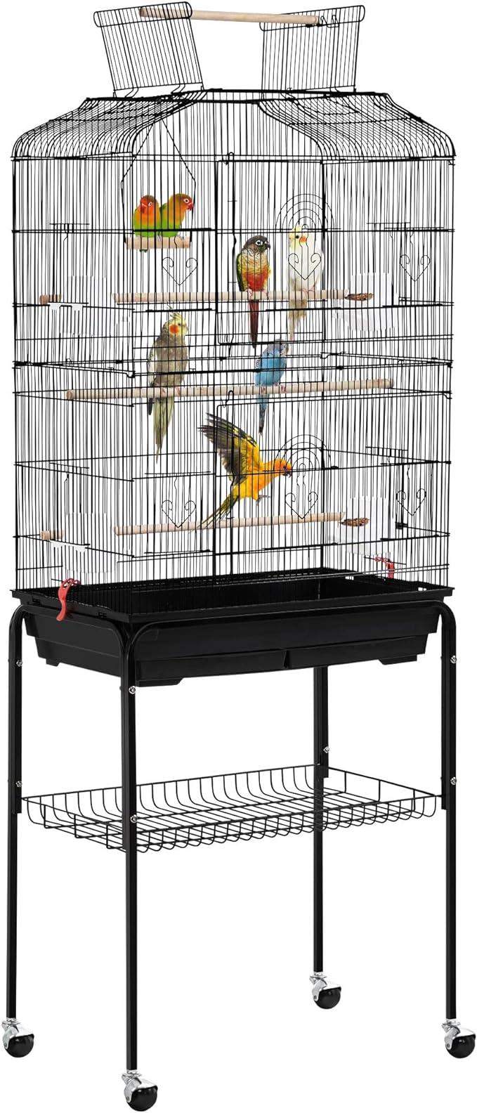 Yaheetech 67.5inch Height Extra Large Bird Cage Cockatiel Cage Metal Parrot Cage w/Slide-Out Tray & Feeders & Detachable Rolling Stand