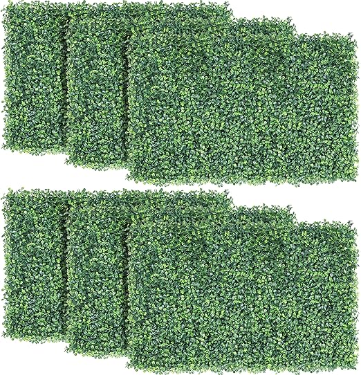 Yaheetech 6PCS 2416 Artificial Boxwood Hedge Panels Grass Wall Panels Privacy Hedge Screen Greenery Artificial Boxwood Topiary for Home, Garden, Patio, Yard