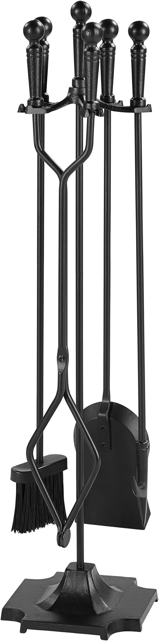 Yaheetech 5 Pcs Fireplace Tools Sets for Outdoor/Indoor, Heavy Duty Fireplace Tools Sets with Tong Shovel Broom Poker and Base, 32in Wrought Iron Fire Place Accessories Tools Set with Black Handles