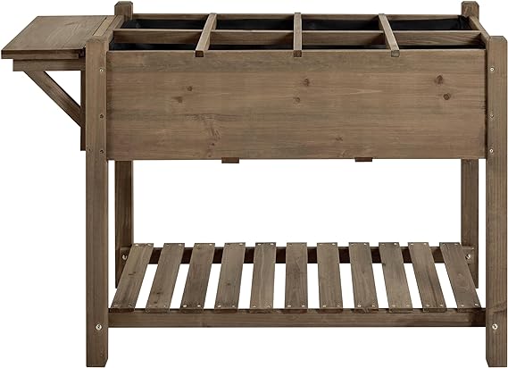 Yaheetech 49x22x32in 8 Pockets Horticulture Raised Garden Bed Elevated Wood Planter Box Stand with Foldable Side Table and Storage Shelf for Herb/Vegetables/Flowers