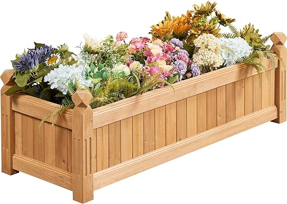 Yaheetech 43.5 L16 W14 H Wooden Raised Garden Bed, Horticulture Wood Rectangular Garden Planter Outdoor, Raised Planter Box for Yard/Greenhouse/Vegetable/Flower/Herbs, Light Brown