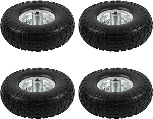 Yaheetech 10-inch Solid Wheelbarrow Trailer Tires Sack Truck Garden Cart Tries Wheel 5/8-inch Bearings for Lawn/Garden/Beach/Trolley/Wagon/Snowblower/Generator 4 Pack