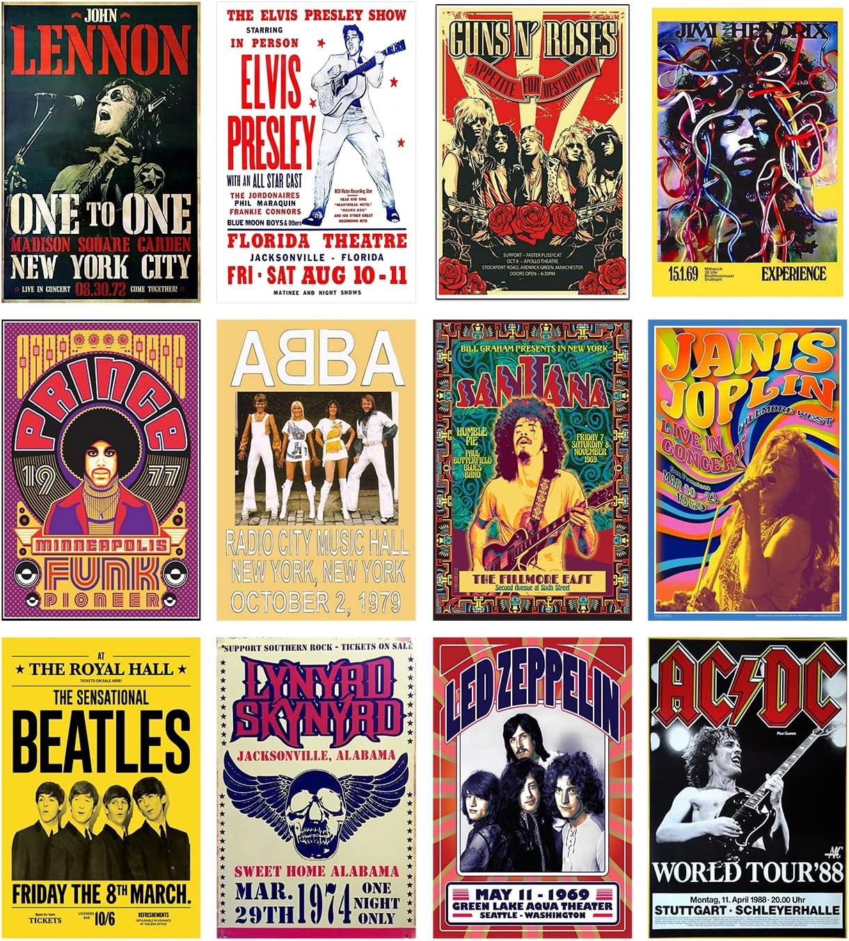 Woonkit Vintage Rock Band Posters for Room Aesthetic, 70s 80s 90s Retro Music Room Wall Bedroom Decor Wall Art, Vintage Rock Band Music Concert Poster Wall Collage, Old Music Album Cover Prints 