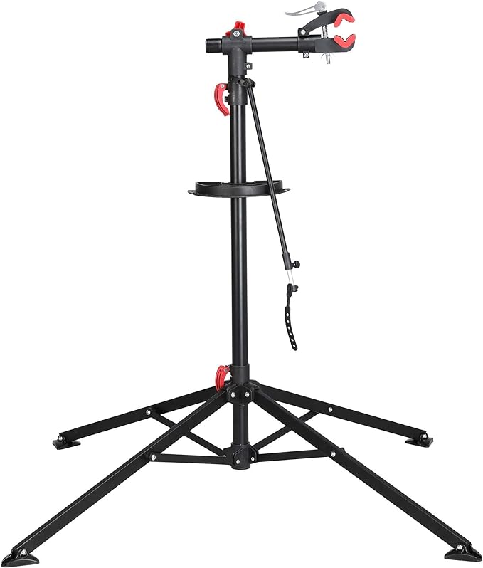 Yaheetech Bike Repair Stand Height Adjustable Bike Work Stands with Multiple Quick Release Telescopic Arm Tool Tray for Home Bicycle Mechanic