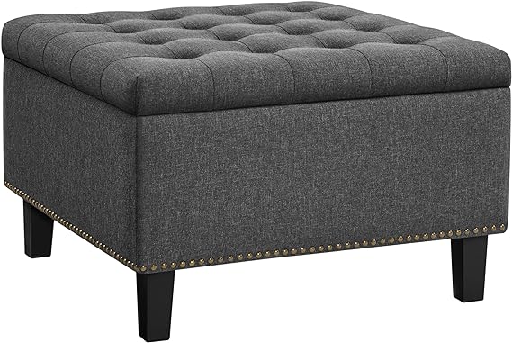 Yaheetech Ottoman with Storage Classic 30-inch Entryway Bench Storage Ottoman Bench Bench with Storage Coffee Table Footstool Bench Multipurpose Foot Rest Sofa Stool Dark Grey