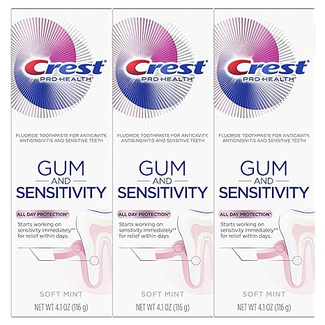 Crest Pro-Health Gum and Sensitivity, Sensitive Toothpaste, All-Day Protection, (Pack of 3), 4.1 oz