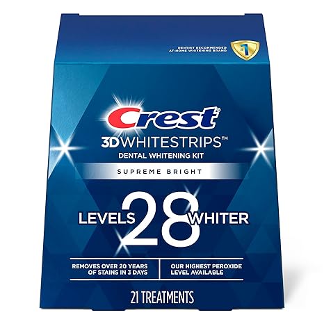 Crest 3D Whitestrips, Supreme Flexfit, Teeth Whitening Strip Kit, 42 Strips (21 Count Pack)