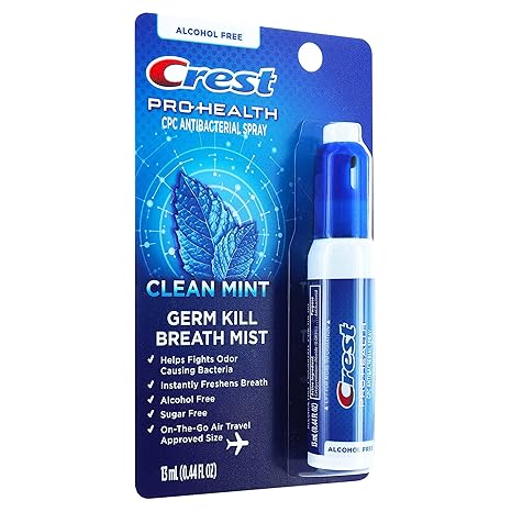 Crest Pro-Health | Portable Alcohol-Free CPC Mist with Clean Mint Flavor | Fights Odor-Causing Germs for Instant Fresh Breath - 1 Count (0.44oz) Breath Spray