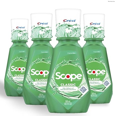 Crest Scope Classic Mouthwash, Original Formula, 500 Ml, 4 Count