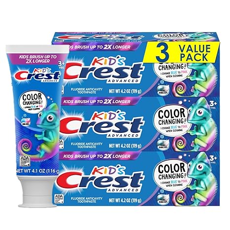 Crest Advanced Kid's Fluoride Toothpaste, Bubblegum Flavor, 4.2 oz, 3 Count