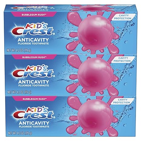 Crest Kid's Cavity Protection Fluoride Toothpaste, Bubblegum Rush, 3 Count